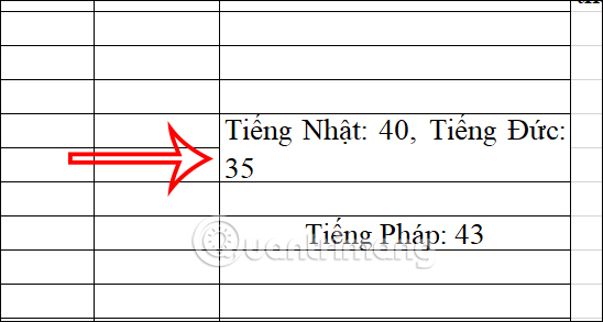 Xuống dòng trong 1 ô Excel