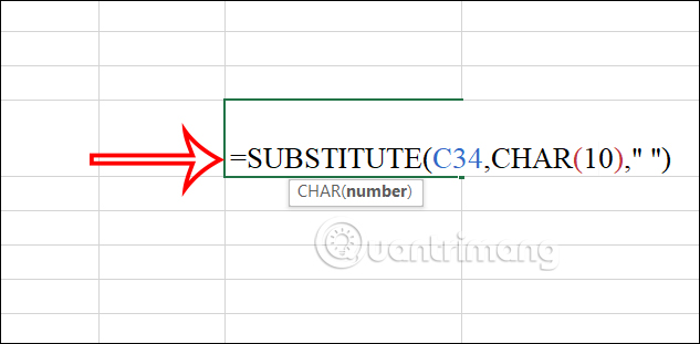 The formula down the line in Excel to connect the string