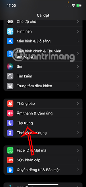 Chế độ Tập trung trên iPhone