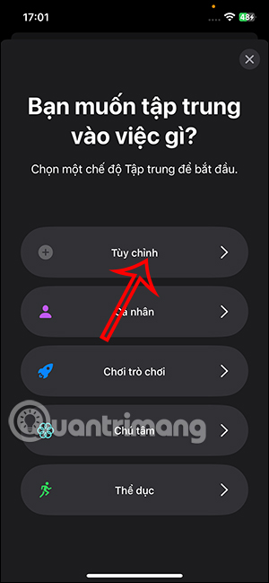 Tùy chỉnh chế độ tập trung iPhone