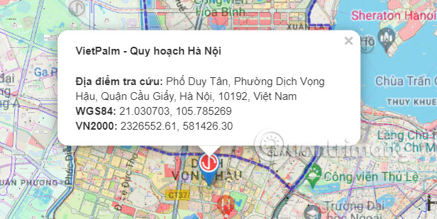 Hiện vị trí tìm kiếm trên bản đồ