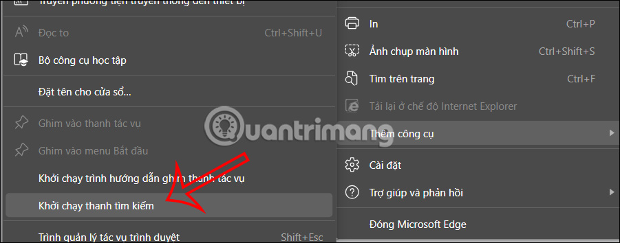 Bật thanh Search bar Microsoft Edge