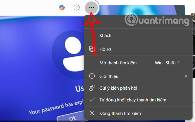 Tùy chỉnh thanh Search bar Microsoft Edge