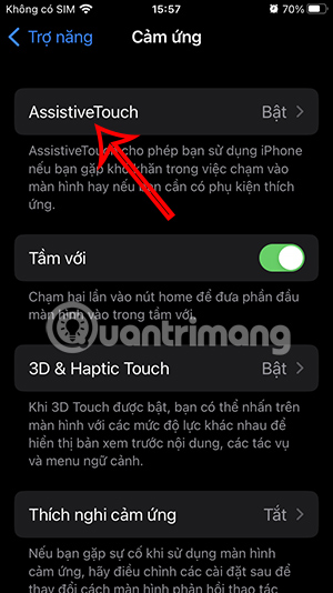 Bật AssistiveTouch trên iPhone