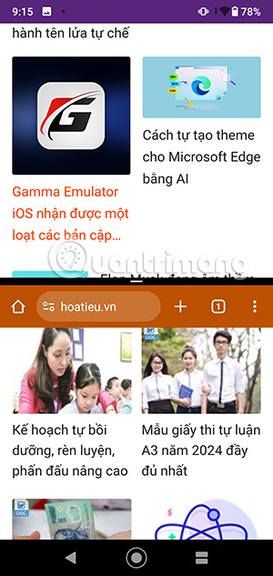 Mở trang web 2 màn hình Chrome 