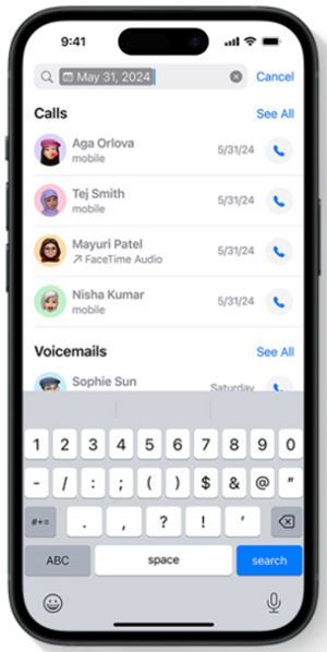 Tìm lịch sử gọi trên iPhone qua ngày