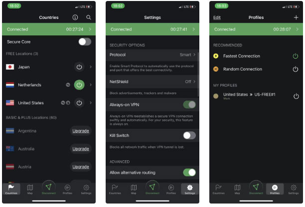 Kết nối Proton VPN trên ứng dụng iOS