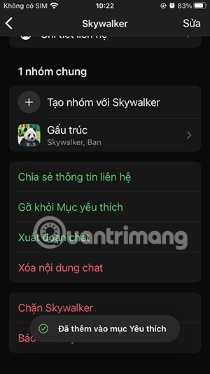 Liên hệ yêu thích WhatsApp