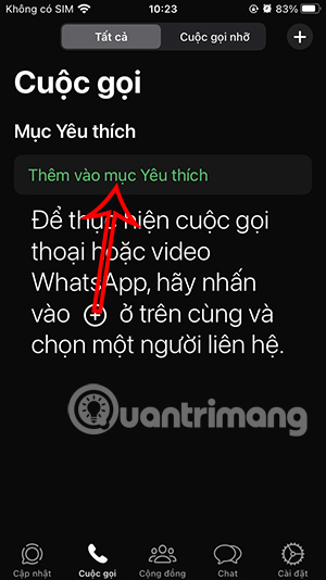 Thêm yêu thích từ tab Cuộc gọi