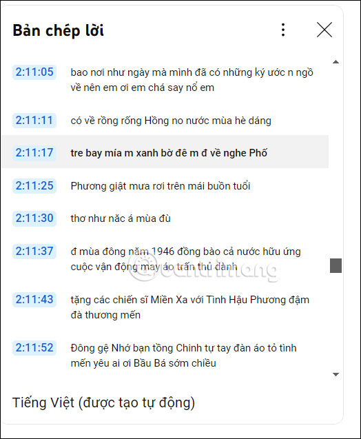 Bản chép lời video YouTube PC