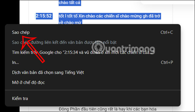 Copy bản chép lời trên YouTube bằng máy tính