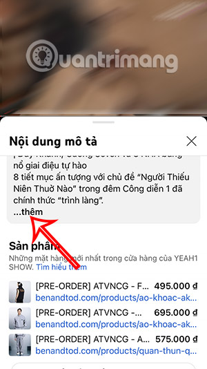 Mở rộng xem mô tả video YouTube