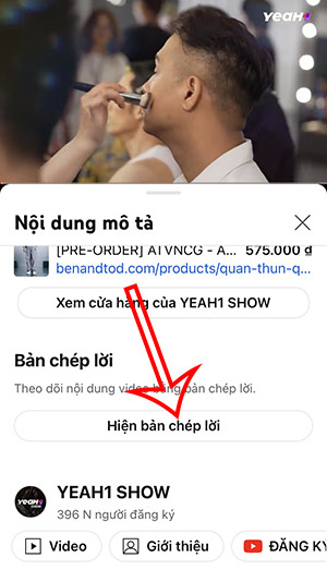 Hiển bản chép lời video YouTube