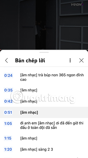 Bản chép lời video YouTube điện thoại