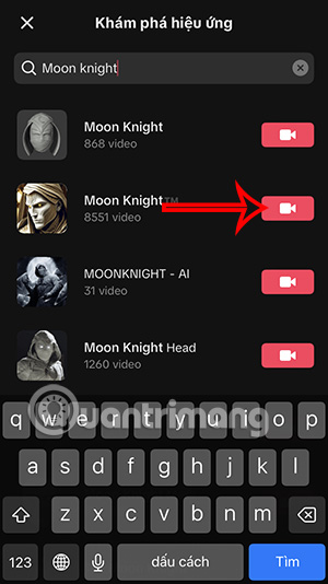 Quay video hiệu ứng Moon Knight TikTok