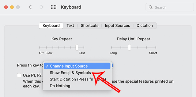 Show Emoji & Symbols trên Mac
