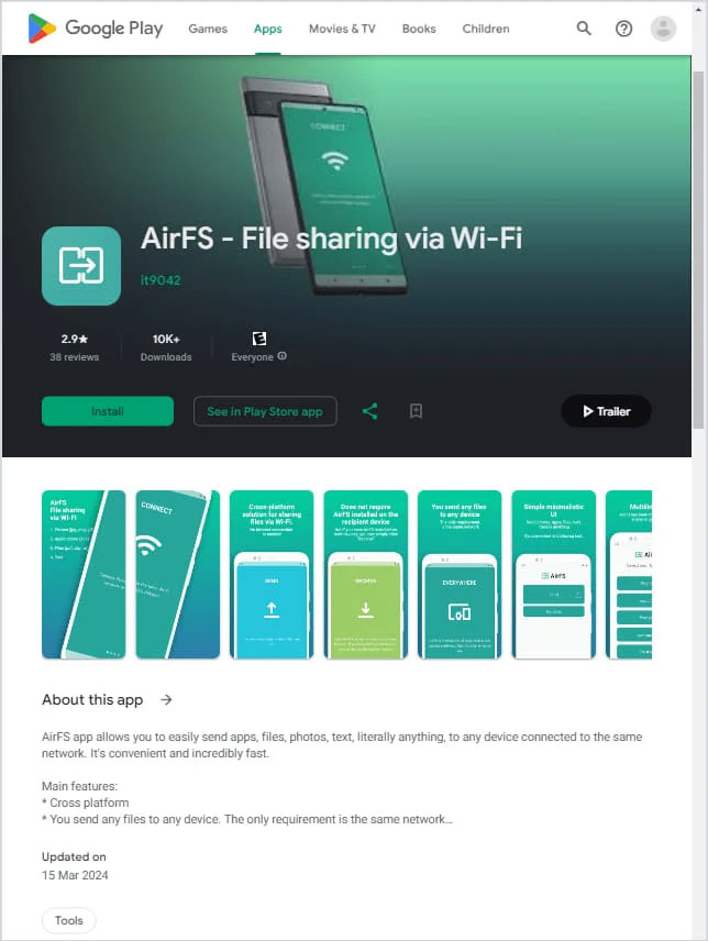 Ứng dụng AirFS chứa mã độc
