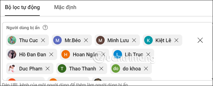 Bỏ ẩn người trên kênh YouTube Studio