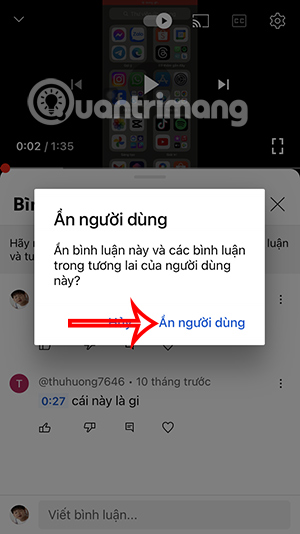 Ẩn ai đó khỏi kênh YouTube