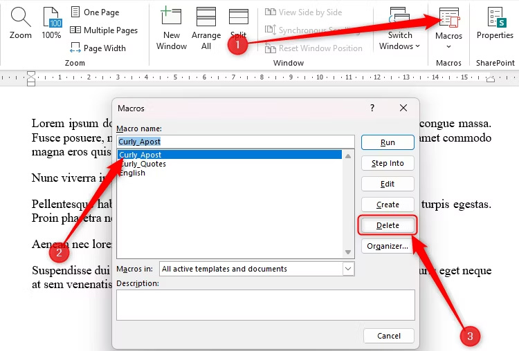 Nhấn vào ảnh để phóng to Xóa macro trong Word