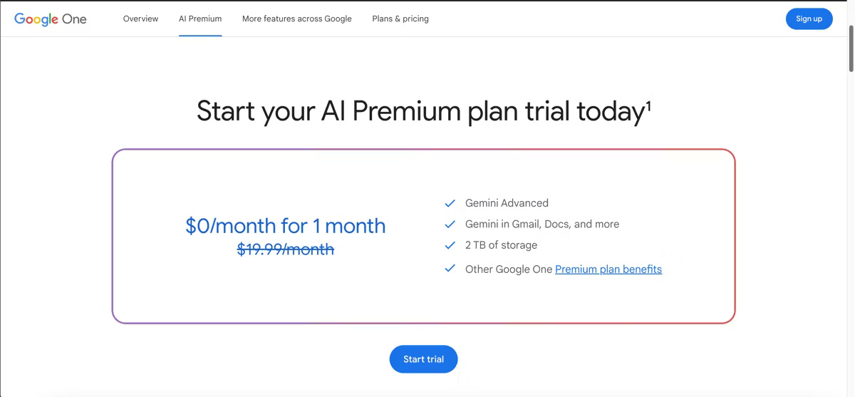 Gói Google One AI cao cấp và các tính năng của nó