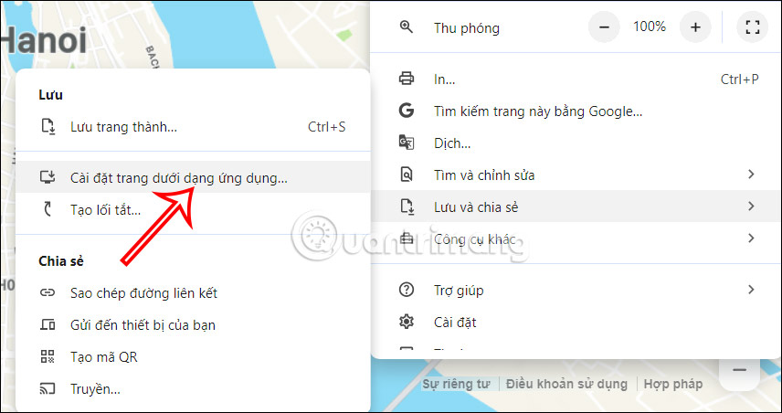 Lưu trang web Apple Maps dạng ứng dụng 