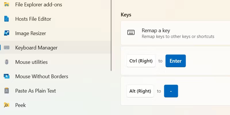 Chọn Keyboard Manager trong PowerToys trên Windows.