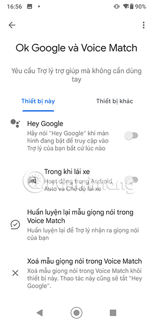 Tắt giọng lệnh trợ lý Google