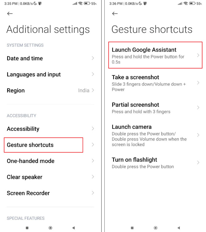 Chỉnh cử chỉ của điện thoại