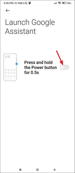 Tắt cử chỉ gọi Google Assistant