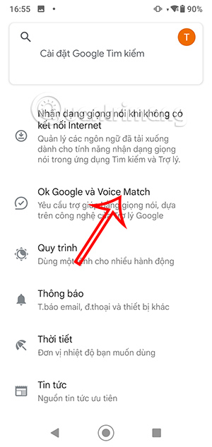 Chỉnh lệnh trợ lý Google