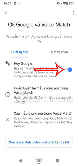 Tắt lệnh Hey Google