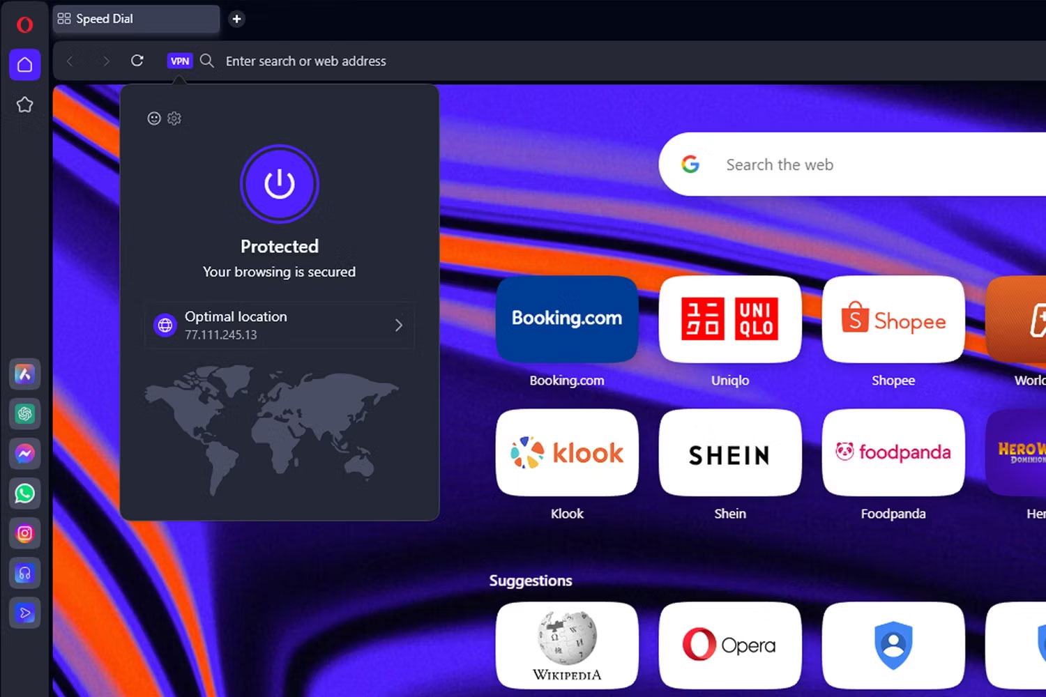 VPN trên trình duyệt Opera