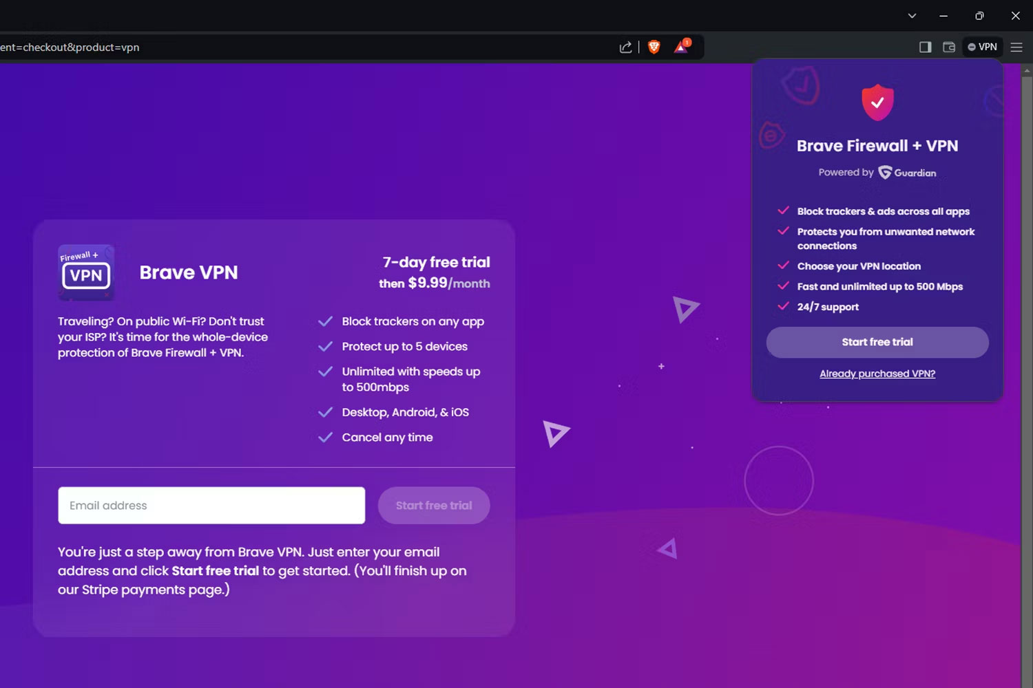 VPN trong Brave