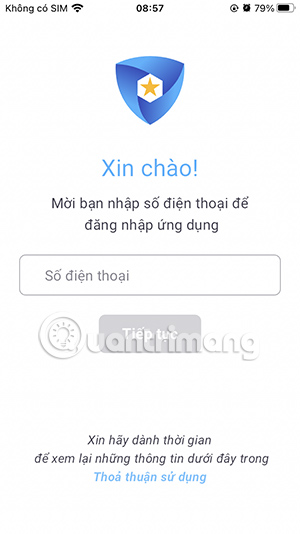 Nhập số điện thoại đăng ký nTrust