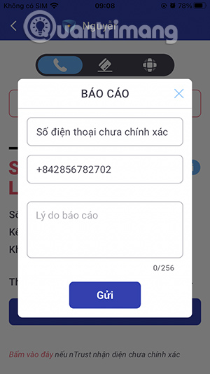Báo cáo số điện thoại