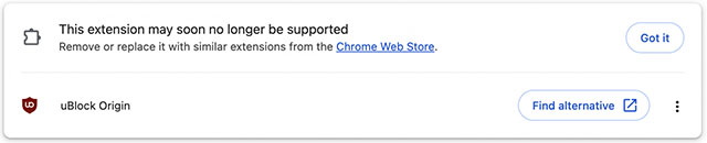 Google cảnh báo uBlock Origin sẽ sớm bị vô hiệu hóa trên Chrome