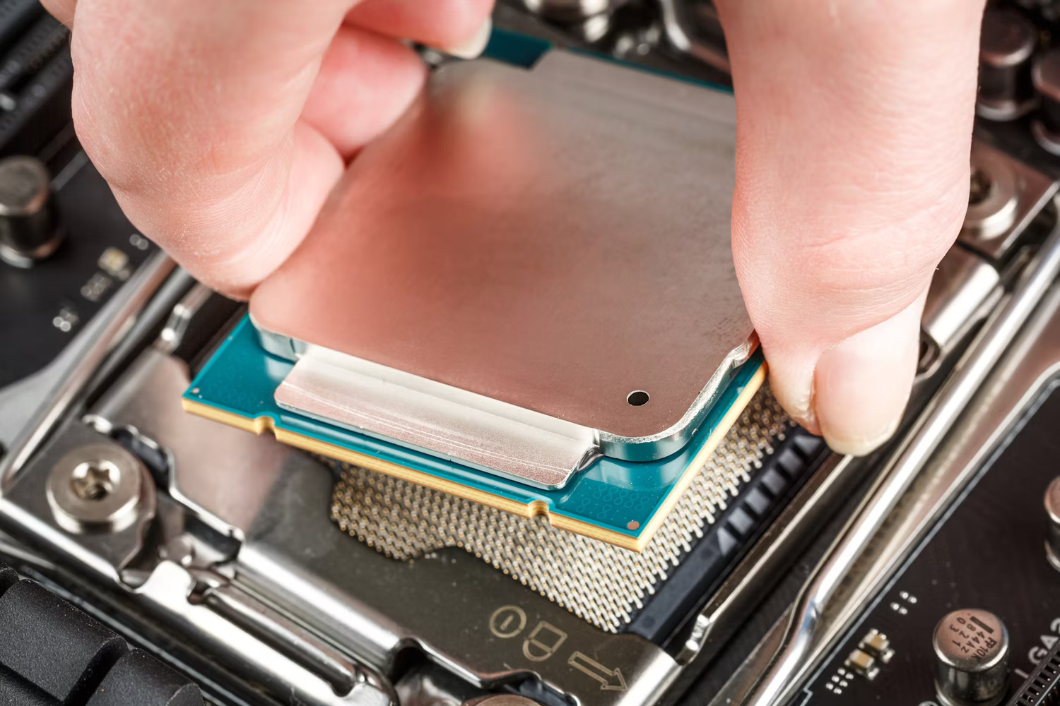 Lắp CPU vào socket trên bo mạch chủ