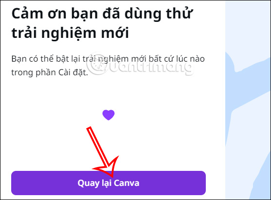 Quay lại giao diện Canva
