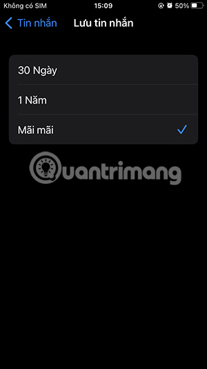 Thời gian tự động xóa tin nhắn iPhone