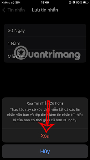 Tự động xóa tin nhắn iPhone