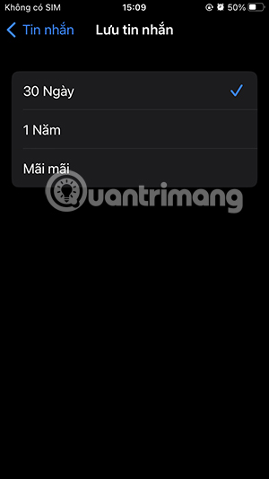 Thời gian tự động xóa tin nhắn iPhone