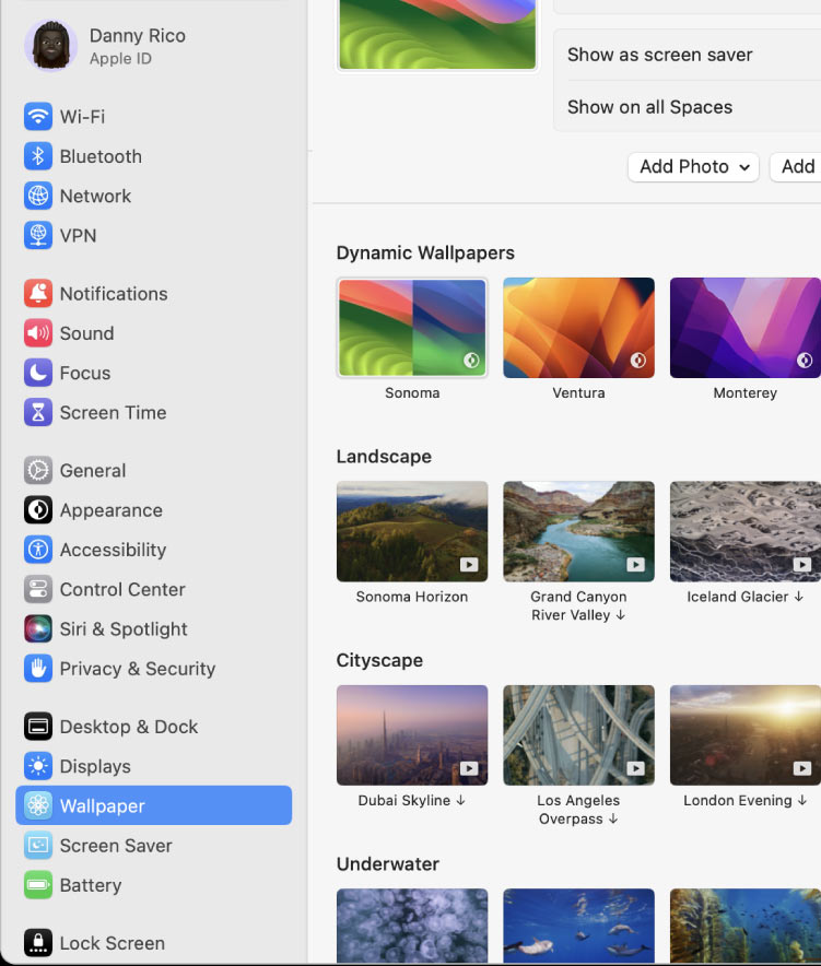 Truy cập hình nền macOS 15