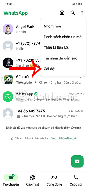 Cài đặt WhatsApp