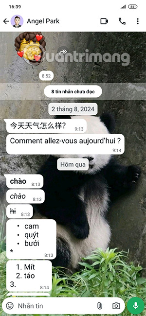 Chữ lớn trong WhatsApp