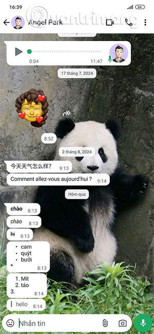 Đổi chữ bé trong WhatsApp