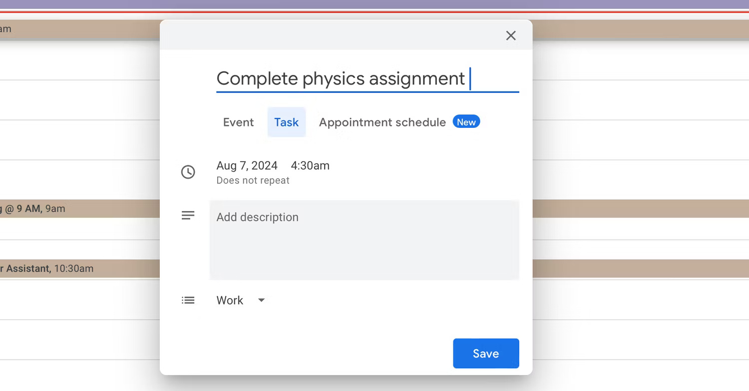 Thêm nhiệm vụ vào danh sách việc cần làm trực tiếp từ Google Calendar
