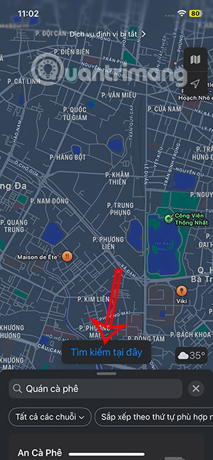 Công cụ tìm kiếm tại đây trên Apple Maps