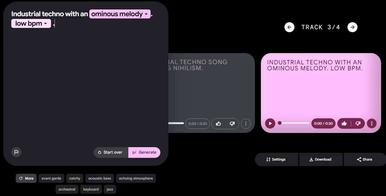 Tạo nhạc bằng MusicFX