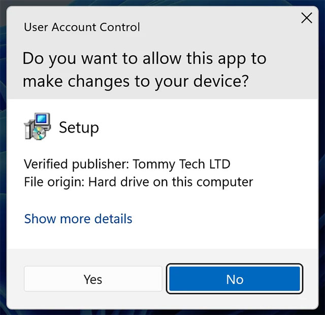 Phần mềm độc hại được cài đặt có chữ ký của Tommy Tech